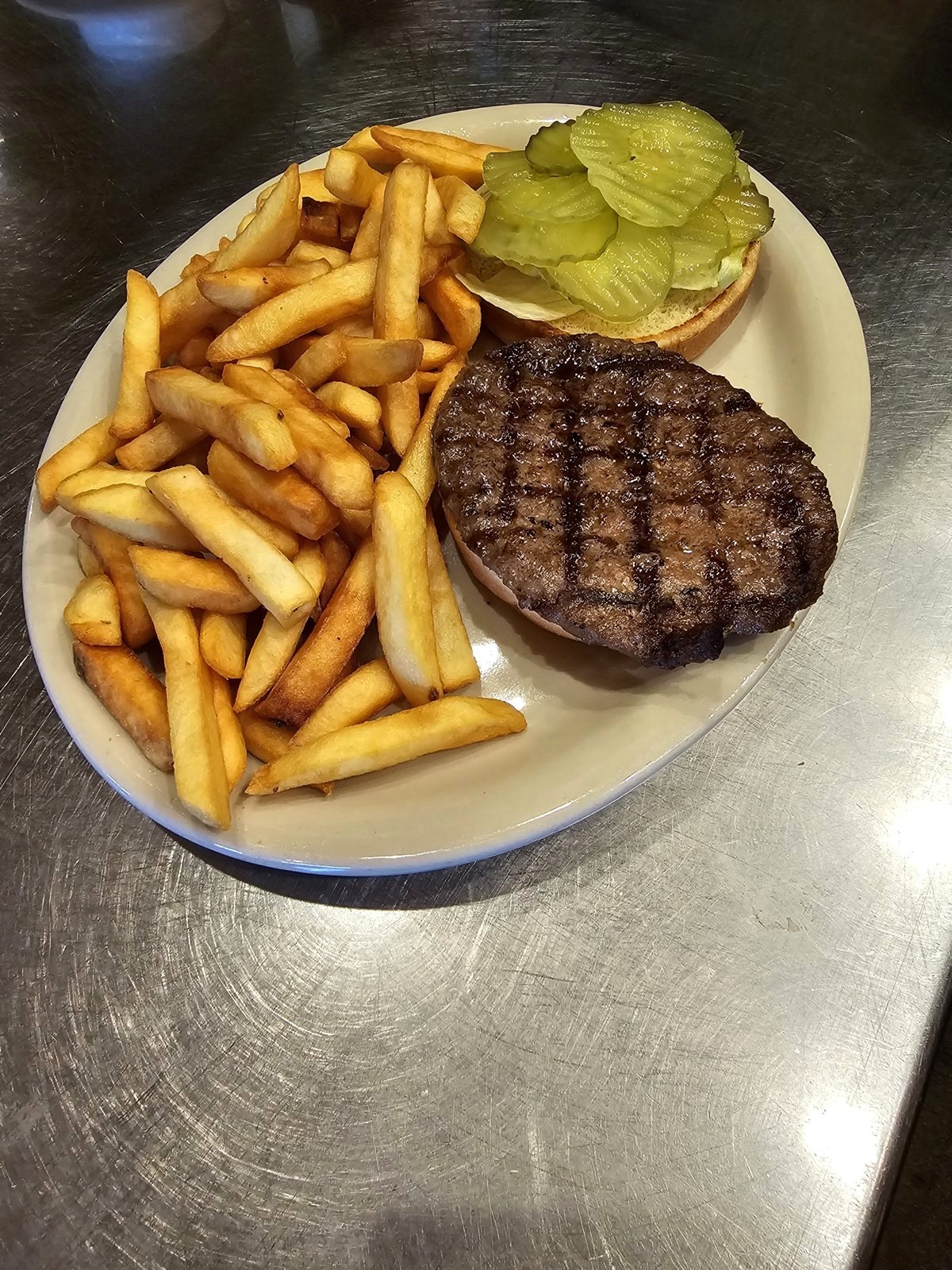 Hamburger and fries lunch special